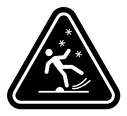 Slippery ice sign icon