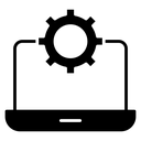 Software Engineering Laptop Gear Black Filled icon