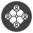 Stakeholders Network Diagram Black Filled icon