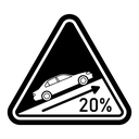 Steep slope ahead sign icon