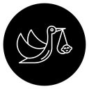 Stork Delivering Baby Black Filled icon