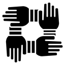 Teamwork Four Hands Black Filled icon