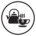 Teapot with teabag on cup icon