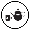 Teapot with teabag on cup icon