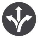 Three directions Black Filled icon