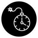 Time bomb with clock icon