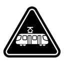 Tramway caution traffic sign icon