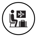 Traveler sitting in the airport lounge icon