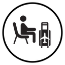 Traveler sitting in the airport lounge icon
