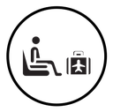 Traveler sitting in the airport lounge icon