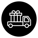 Truck carrying gift box icon