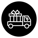 Truck carrying gift box icon
