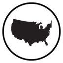 USA Map Circle Badge Black Filled icon