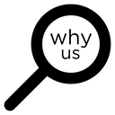 Why Us Magnifying Glass icon