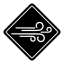 Wind warning sign icon