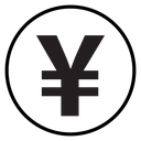 Yen sign Black Filled icon