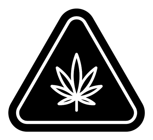 Cannabis packaging warning sign black filled icon