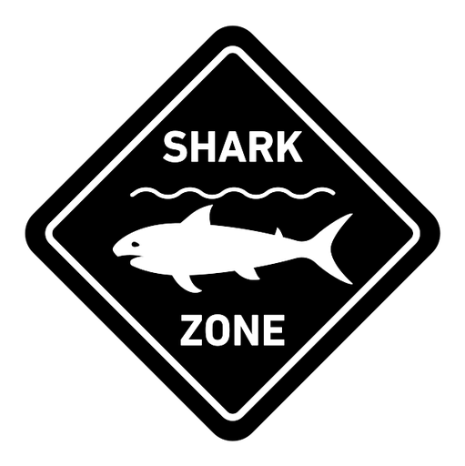 Danger of shark sign black filled icon