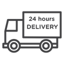 24 Hour Delivery Truck Black Outline icon