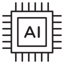 AI chip Black Outline icon