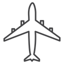 Airplane Top View Black Outline icon