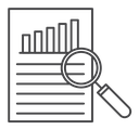 Analysis Report Magnifier Black Outline icon