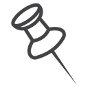 Angled Push Pin Black Outline icon