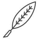 Angled Quill Feather Black Outline icon