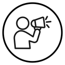 Announce in loudspeaker Black Outline icon