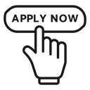 Apply now button with hand icon