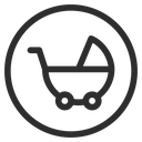 Baby carriage set icon