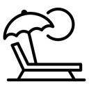 Beach Lounger Umbrella Black Outline icon