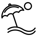 Beach Sunset Umbrella Black Outline icon