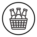 Beer bottles in basket icon
