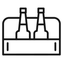 Beer bottles in basket icon