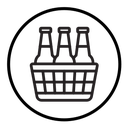 Beer bottles in basket icon