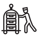 Bellboy with luggage cart icon
