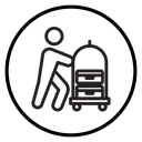 Bellboy with luggage cart icon