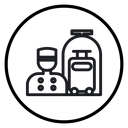 Bellboy with luggage cart icon