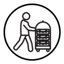 Bellboy with luggage cart icon