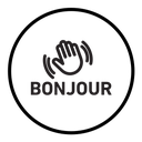 Bonjour text with hand wave icon