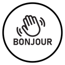 Bonjour text with hand wave icon