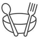 Bowl Fork Spoon Black Outline icon