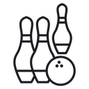Bowling pins with ball 2 icon