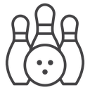 Bowling pins with ball 3 icon