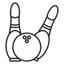 Bowling pins with ball icon