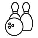 Bowling pins with ball icon