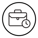 Briefcase with clock icon