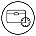Briefcase with clock icon