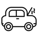 Broken car with open hood Black Outline icon